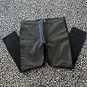 Color block leather pants